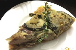 Пирог из лаваша с печенью и баклажаном