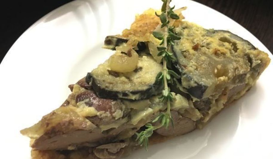 Рецепт пирога из лаваша с печенью и баклажаном