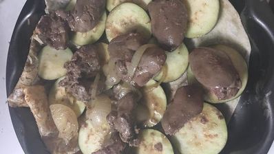 пирог из лаваша с печенью и баклажаном