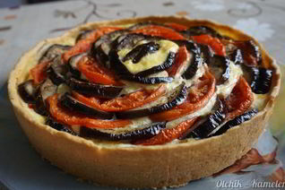 Пирог с баклажанами и творогом