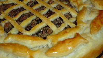 пирог с мясом и грибами