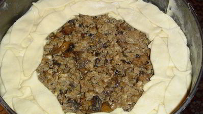пирог с мясом и грибами