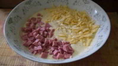 пирог с сыром и ветчиной