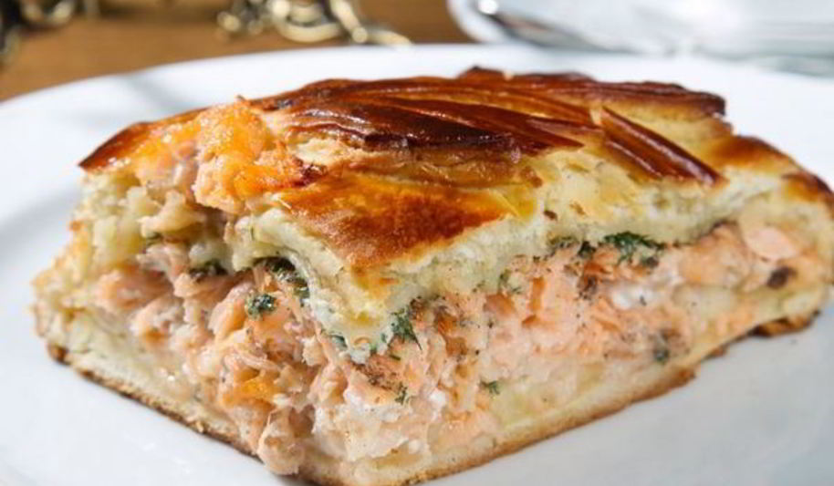 Рецепт пирога с сыром моцарелла и семгой