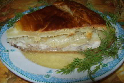 Татарский пирог с мясом и картофелем