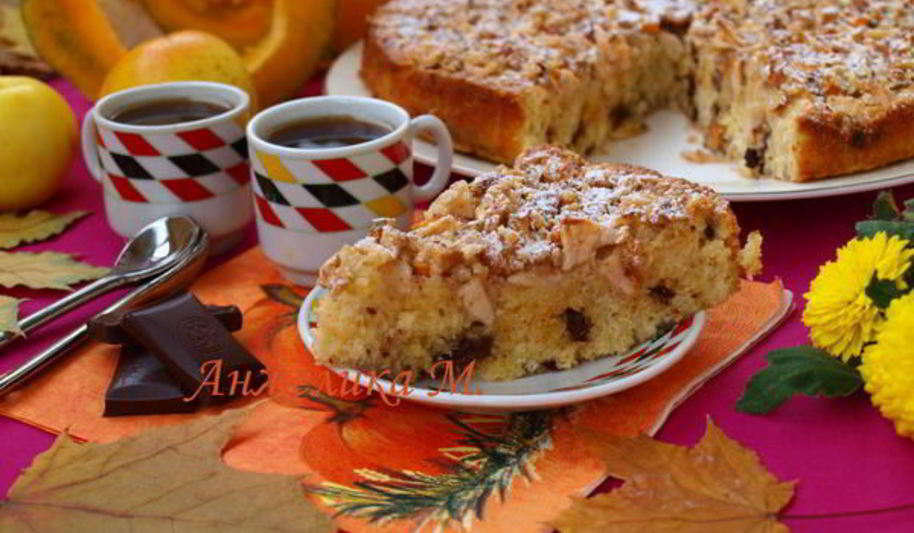 Рецепт тыквенно-яблочного пирог с шоколадом