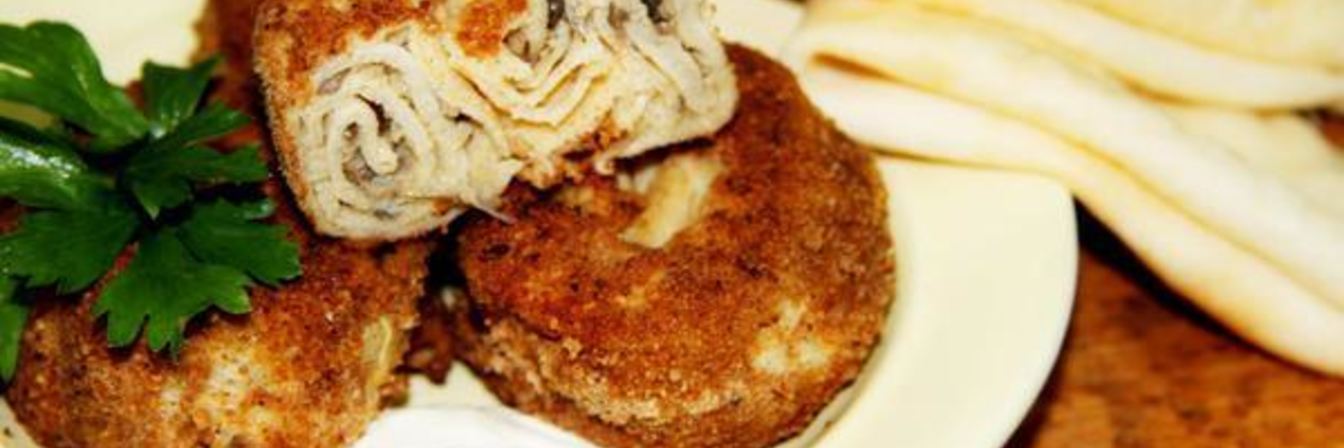 Блинчатые пирожки с грибами Улитки