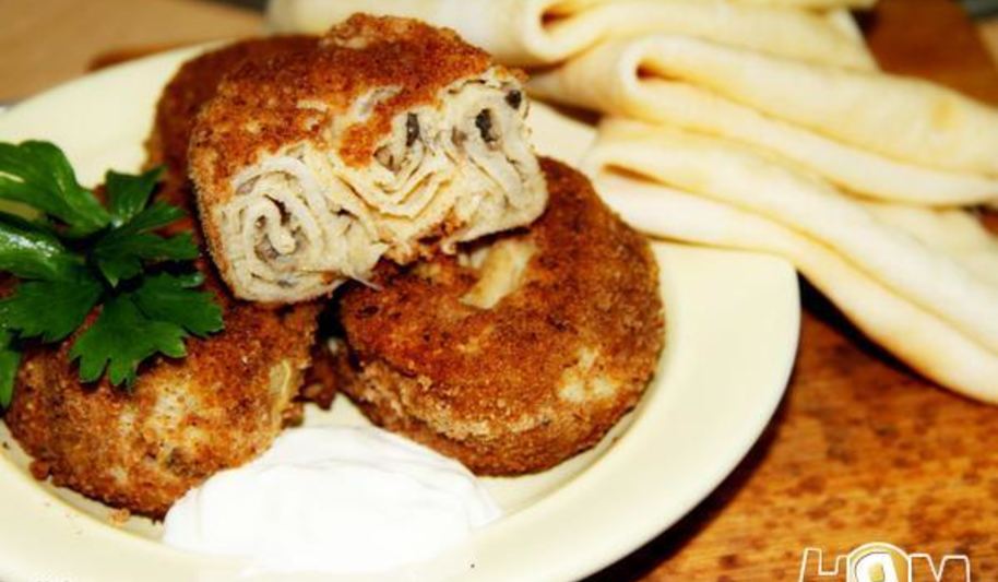 Рецепт блинчатых пирожков с грибами улитки