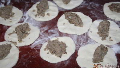 пирожки на творожном тесте с картофелем и печенью