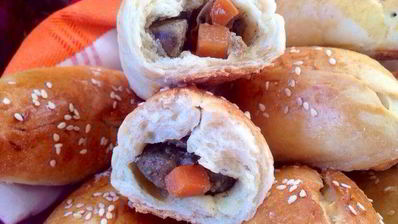 скороспелые пирожки с печенью и овощами