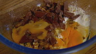 апельсиновые брауни с грецкими орехами