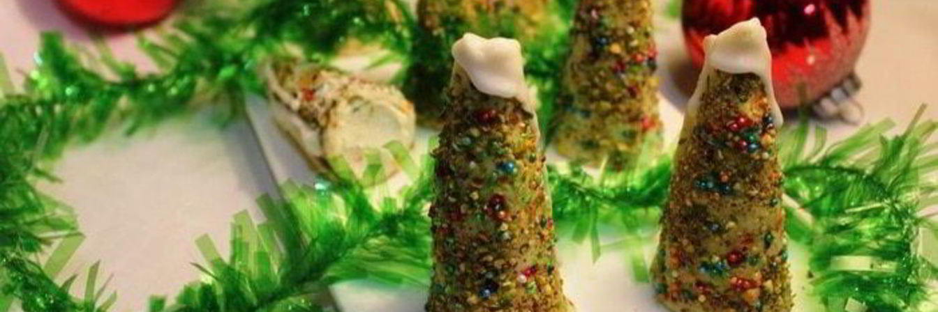 Новогодние пирожные Елочки с начинкой