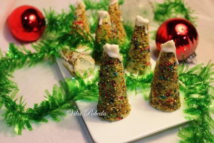 Новогодние пирожные Елочки с начинкой