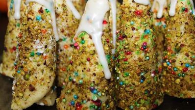 новогодние пирожные елочки с начинкой