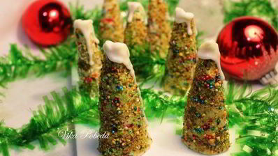 новогодние пирожные елочки с начинкой