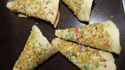 новогодние пирожные елочки с начинкой