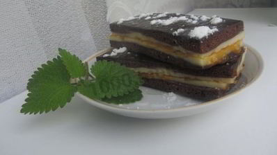 творожно-шоколадные пирожные из бисквита