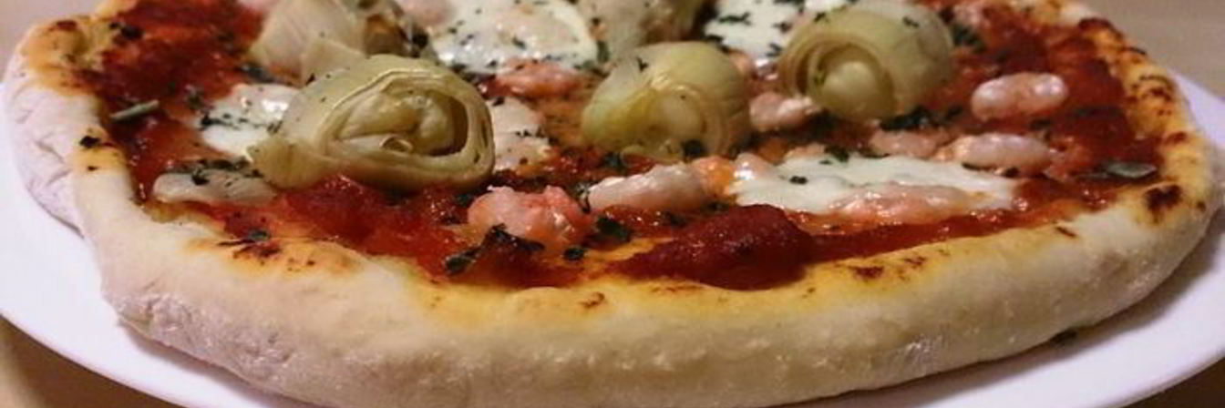 Пицца Посейдон с артишоками и креветками