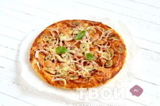 Пицца с ветчиной и грибами