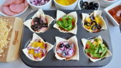 закуска пицца в стаканчиках