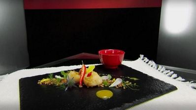 морской гребешок на прянике с мандариновым кремом