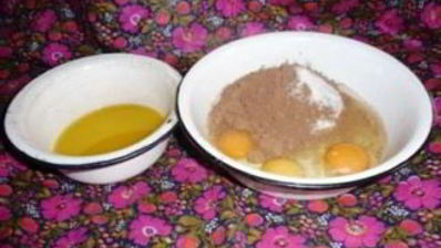 шарлотка с какао и яблоками