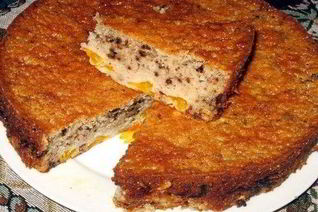 Шарлотка с мандаринами и грецкими орехами