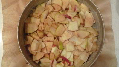 шарлотка с яблоками и облепиховым йогуртом