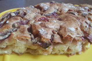 Шарлотка с яблоками и сливой