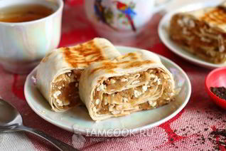 Ленивый штрудель из лаваша с яблоками