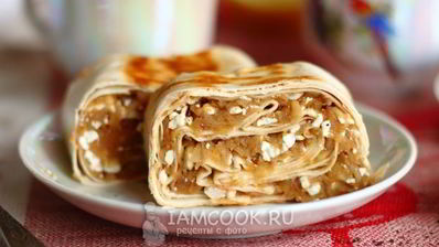 ленивый штрудель из лаваша с яблоками