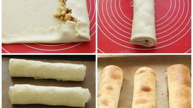 штрудель из творожного теста с яблоками и клюквой