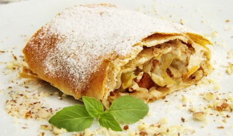 Рецепт яблочного штруделя с грецким орехом