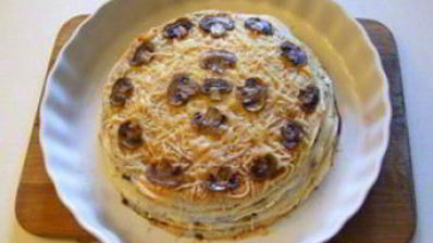 блинный торт с сыром и грибами