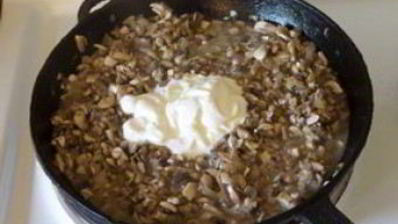 блинный торт с сыром и грибами