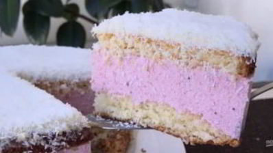 клубнично-кокосовый торт