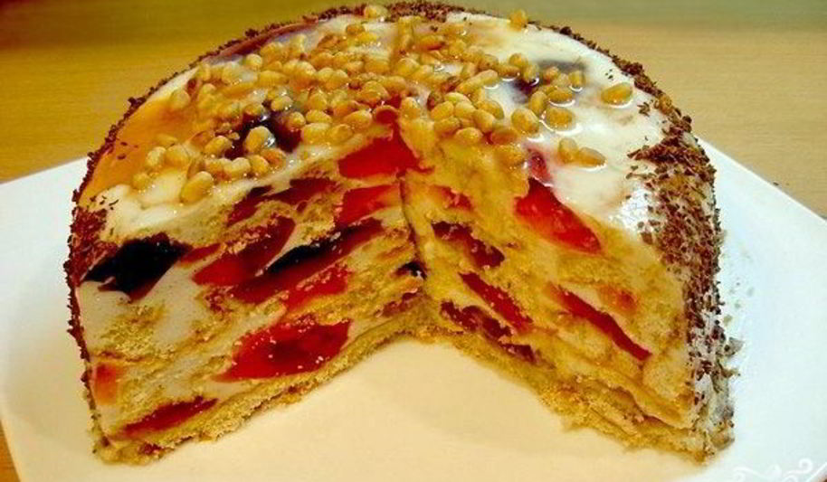 Рецепт торта с кусочками желе