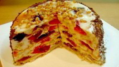 торт с кусочками желе