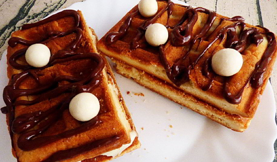 Рецепт песочных вафель с творожным кремом