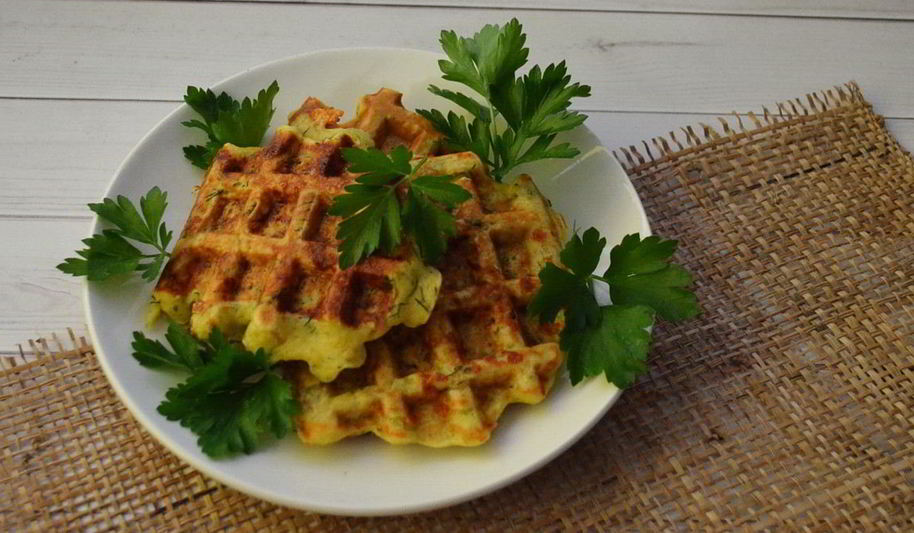 Рецепт вафель с сыром и зеленью