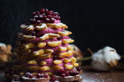 Венские вафли с ягодным творогом