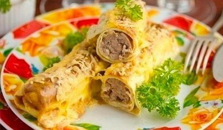 Рецепт яичных конвертиков с мясной начинкой