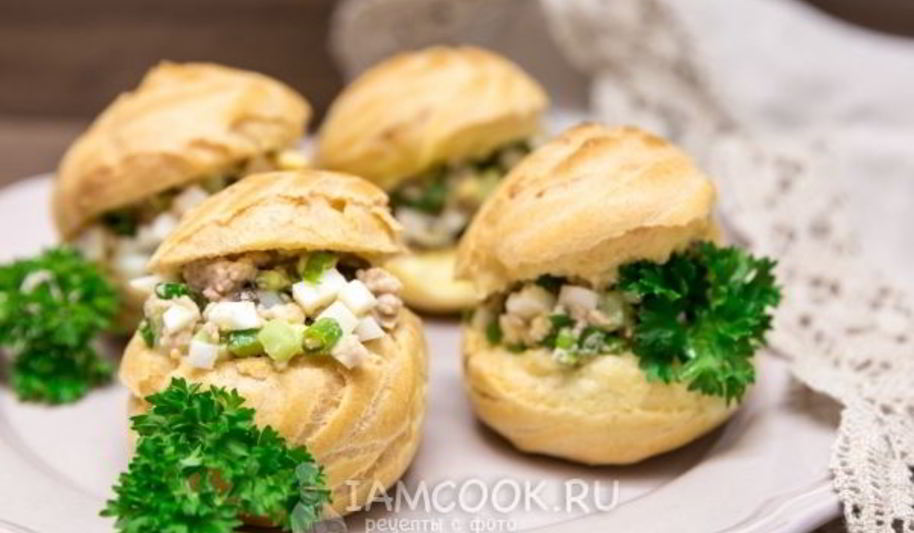 Рецепт профитролей с печенью трески