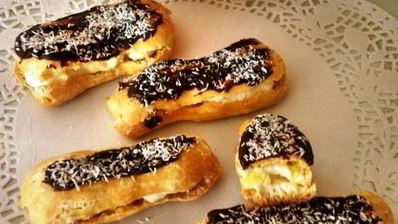 эклеры с кокосовым кремом