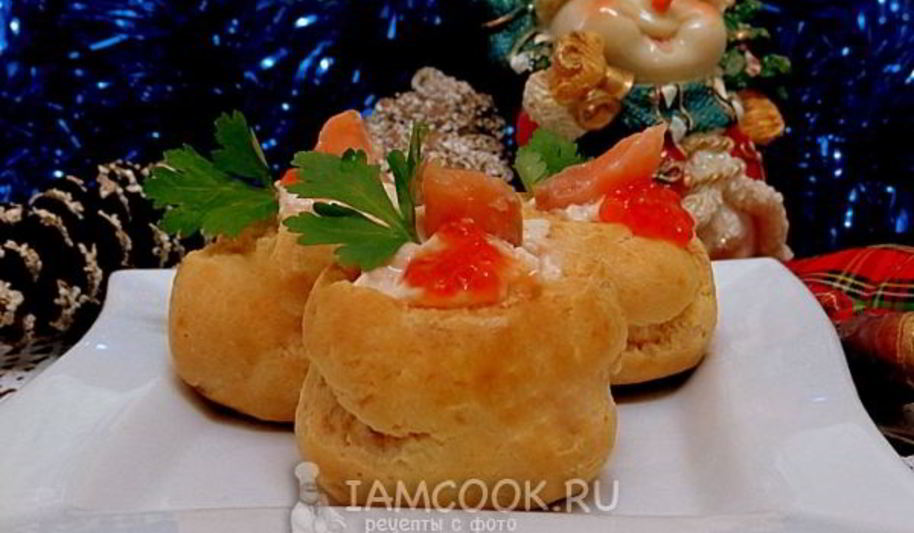 Рецепт закусочных профитролей с лососем