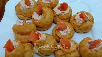 закусочные профитроли с лососем