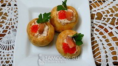 закусочные профитроли с лососем