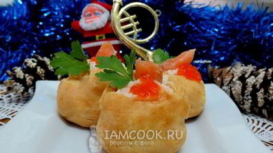 закусочные профитроли с лососем