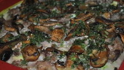 кабачковая запеканка с мясом и грибами