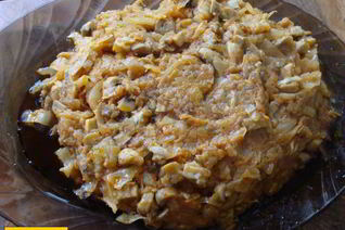Капустная запеканка с грибами